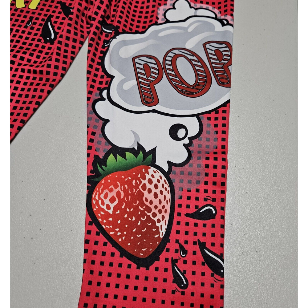 Pop Art Legging Womens M/L Comic Colorful Athleisure Slurp Y2K Red Strawberry - Picture 10 of 14